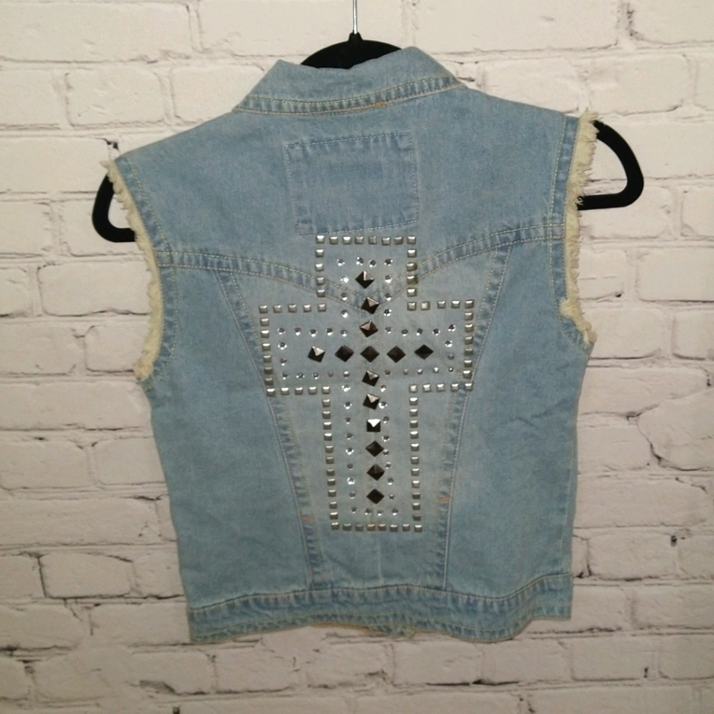 Rue 21 Jean Vest w/ studded Cross